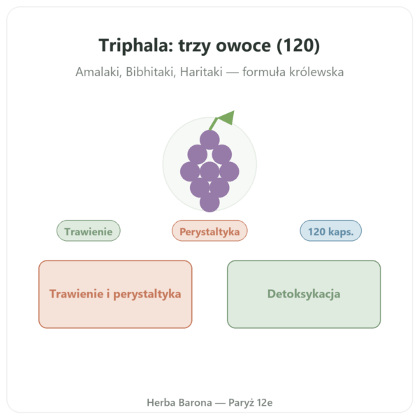 Triphala – Ayur-vana – 120 kapsułek prezentacja Paris Herba Barona