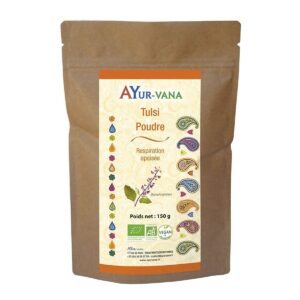 Tulsi bio (basilic sacre) - Sachet de poudre - 150 g - Ayur-vana Paris Herba Barona