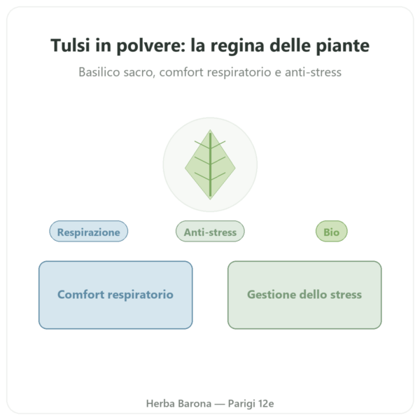 Tulsi Bio (Basilico Sacro) in Polvere – Ayur-vana – 150 g presentazione Paris Herba Barona