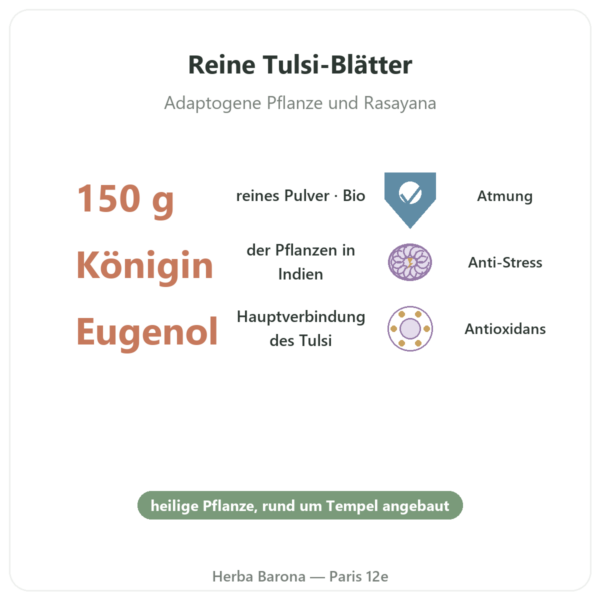 Tulsi Bio (Heiliges Basilikum) Pulver – 150 g – Ayur-vana Vorteile und Fakten Paris Herba Barona