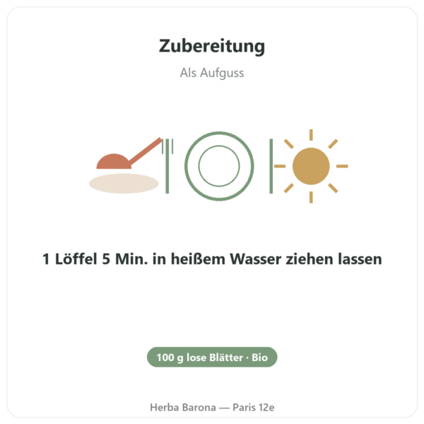 Tulsi Bio lose – 100-g-Beutel – Ayur-vana Anwendung und Dosierung Paris Herba Barona