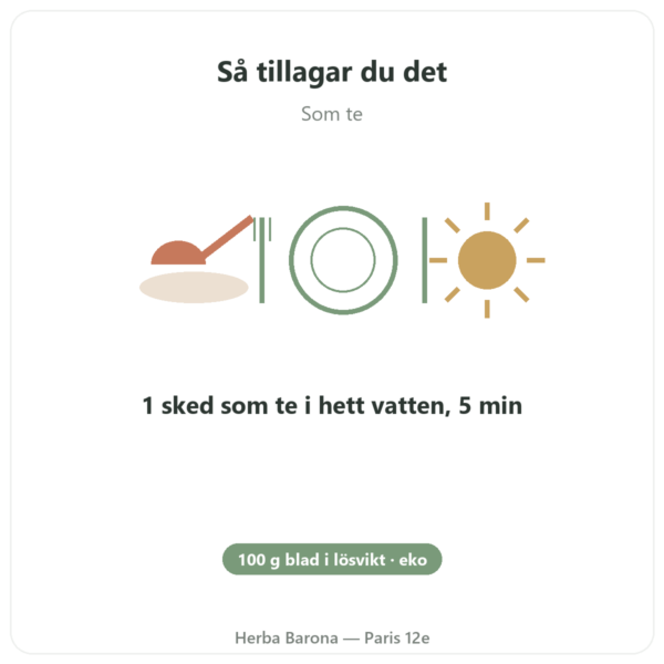 Tulsi eko lös – 100 g påse – Ayur vana användning och dosering Paris Herba Barona