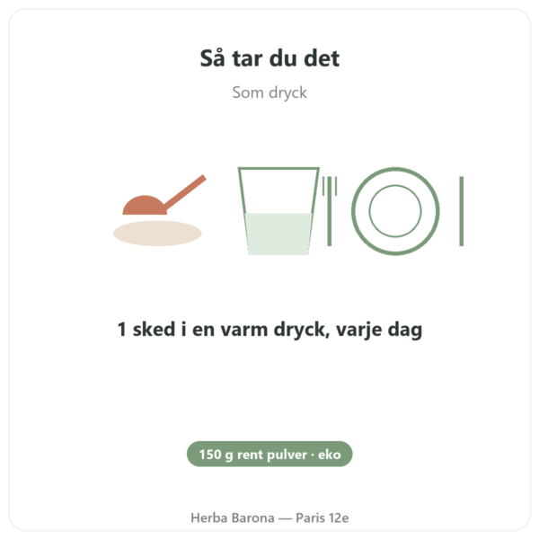 Tulsi ekologisk (heligt basilika) - Pulverpåse - 150 g - Ayur-vana användning och dosering Paris Herba Barona