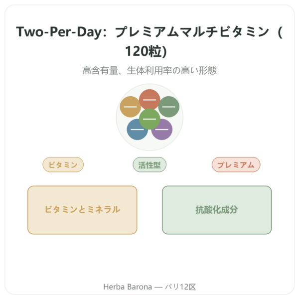 Two-Per-Day マルチビタミン – Life Extension – 120カプセル presentation Paris Herba Barona