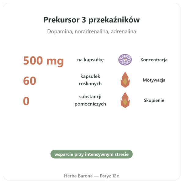 L-Tyrozyna 500 mg – Dynveo – 60 kapsułek korzyści i najważniejsze fakty Paris Herba Barona