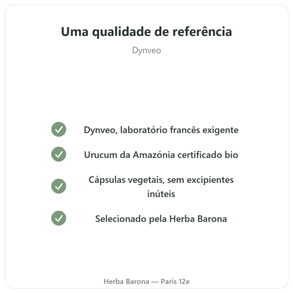 Urucum Bio – Dynveo – 120 cápsulas – 600 mg qualidade Paris Herba Barona