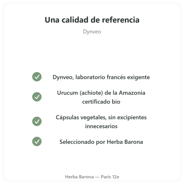 Urucum BIO – Dynveo – 120 cápsulas – 600 mg calidad Paris Herba Barona