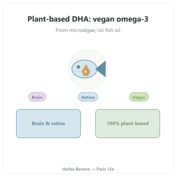 Vegan DHA 250mg – 60 Capsules – Dynveo presentation Paris Herba Barona