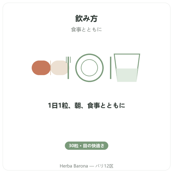 Vilux 24 – Be-Life – 30カプセル – 見る心地よさに directions and dosage Paris Herba Barona