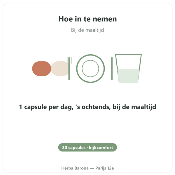 Vilux 24 – Be-Life – 30 capsules – Visueel Comfort gebruiksaanwijzing en dosering Paris Herba Barona