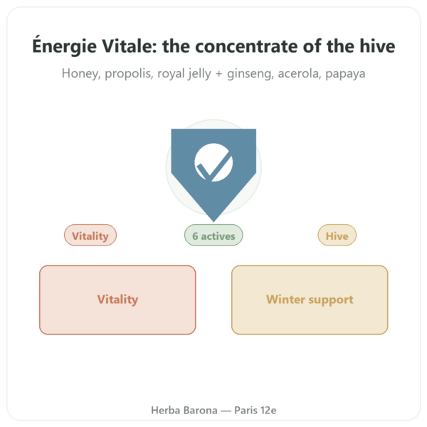 Vital Energy - Propolia - Honey, Propolis, Royal Jelly - 120g presentation Paris Herba Barona