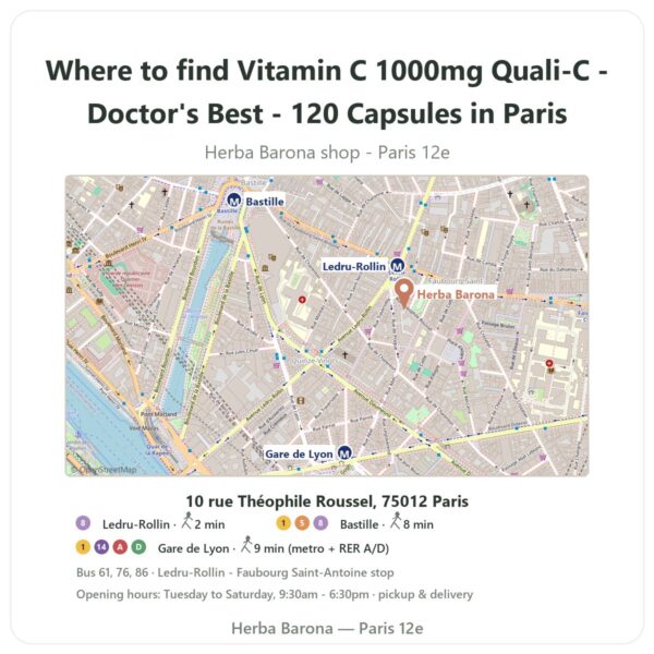 Where to find Vitamin C 1000mg Quali-C - Doctor's Best - 120 Capsules in Paris - store map Herba Barona Paris 12e
