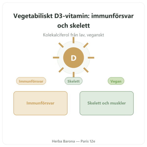 D3-vitamin vegetabiliskt Dynveo 2000 IE 60 kapslar presentation Paris Herba Barona
