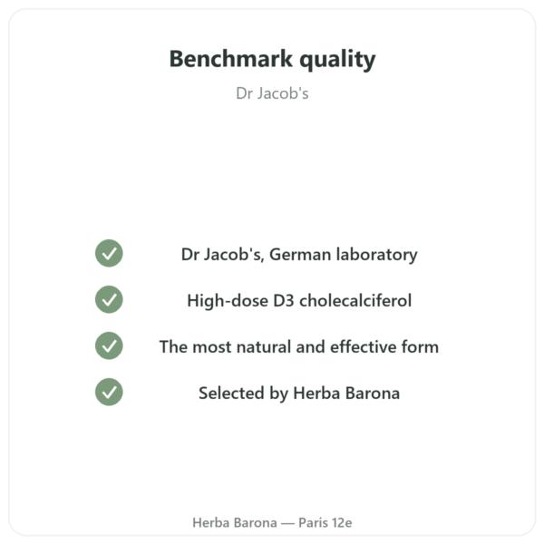 Vitamin D3 FORTE – 2000 IU – Dr Jacob's quality Paris Herba Barona
