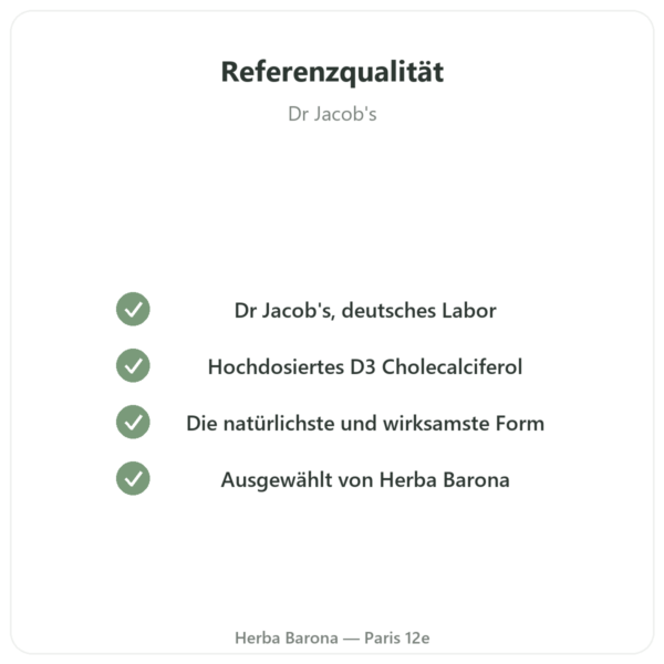 Vitamin D3 FORTE – 2000 I.E. – Dr. Jacob's Qualität Paris Herba Barona