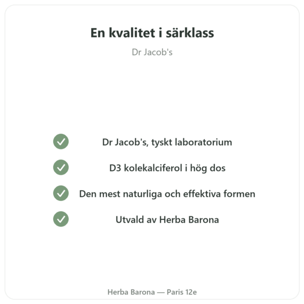Vitamin D3 FORTE – 2000 IE – Dr. Jacob's kvalitet Paris Herba Barona