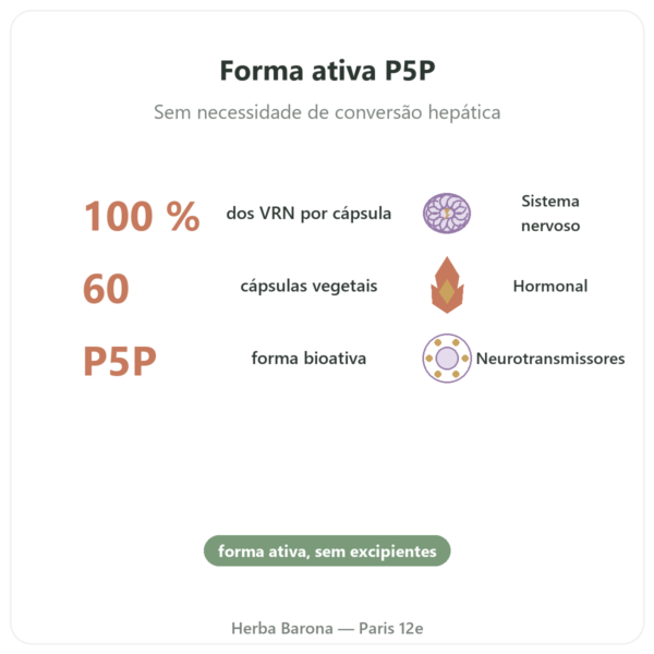 Vitamina B6 – Piridoxal 5-fosfato (P5P) - Dynveo - 60 cápsulas benefícios e dados principais Paris Herba Barona