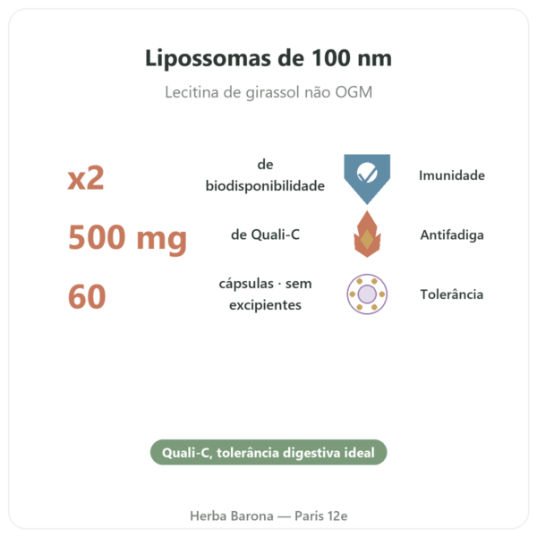 Vitamina C lipossomal – 60 cápsulas – Dynveo benefícios e dados principais Paris Herba Barona