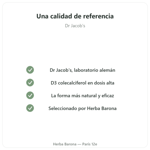 Vitamina D3 FORTE – 2000 UI – Dr. Jacob's calidad Paris Herba Barona