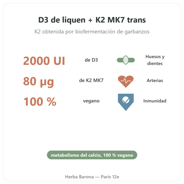 Vitamina D3 K2 MK7 Dynveo 2000 UI – 60 cápsulas beneficios y datos clave Paris Herba Barona