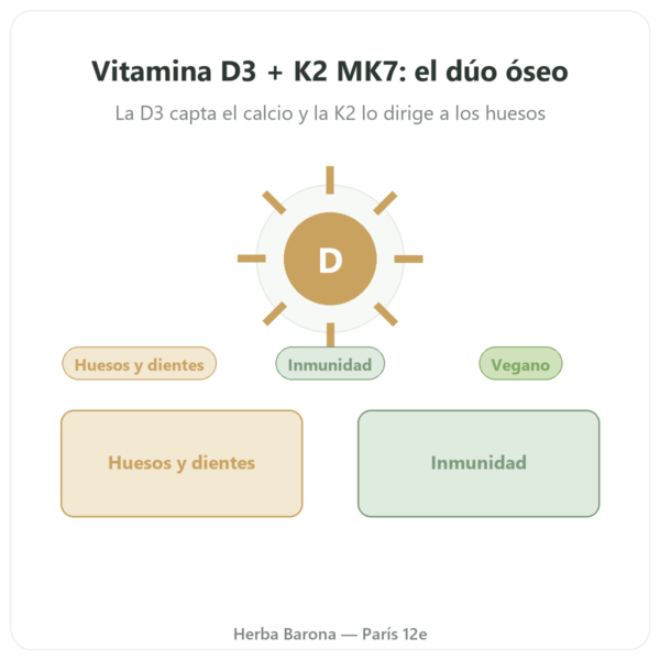 Vitamina D3 K2 MK7 Dynveo 2000 UI – 60 cápsulas presentación Paris Herba Barona