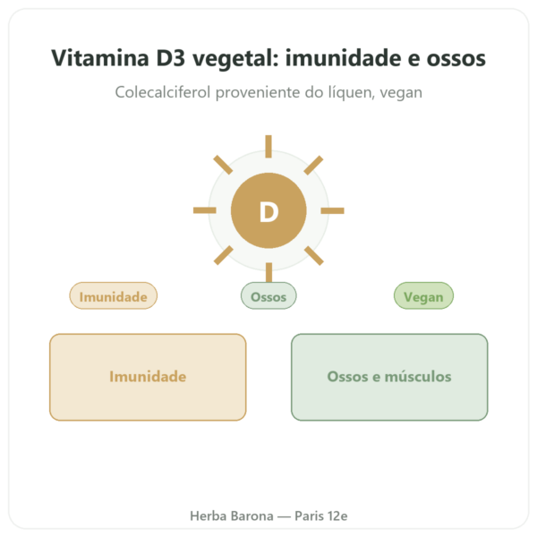 Vitamina D3 vegetal Dynveo 2000 UI 60 cápsulas apresentação Paris Herba Barona