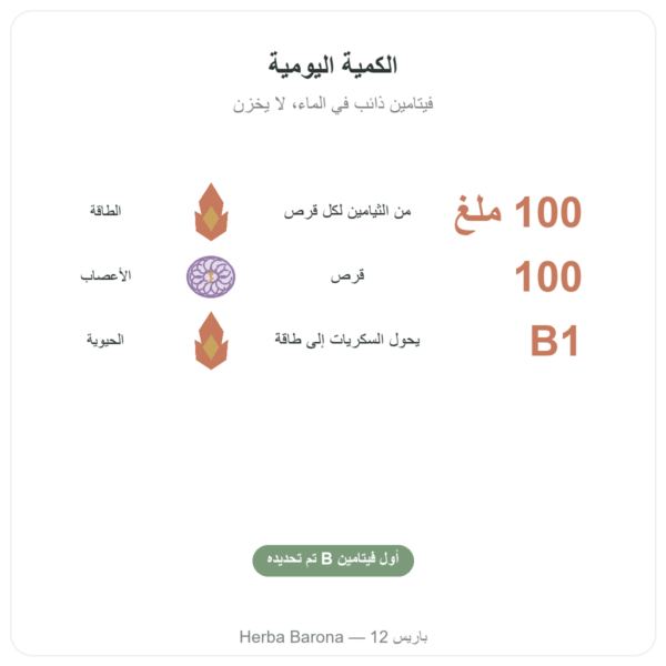 فيتامين B-1 ثيامين – Now Foods – 100 ملغ – 100 قرص الفوائد والمعطيات الرئيسية Paris Herba Barona