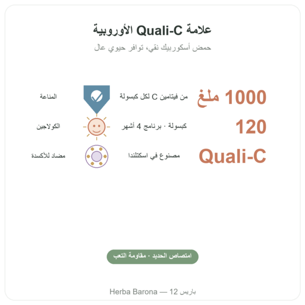 فيتامين C 1000 ملغ Quali-C – Doctor's Best – 120 كبسولة الفوائد والمعطيات الرئيسية Paris Herba Barona