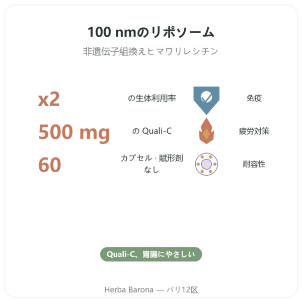 リポソーマル ビタミンC – 60カプセル – Dynveo benefits and key facts Paris Herba Barona