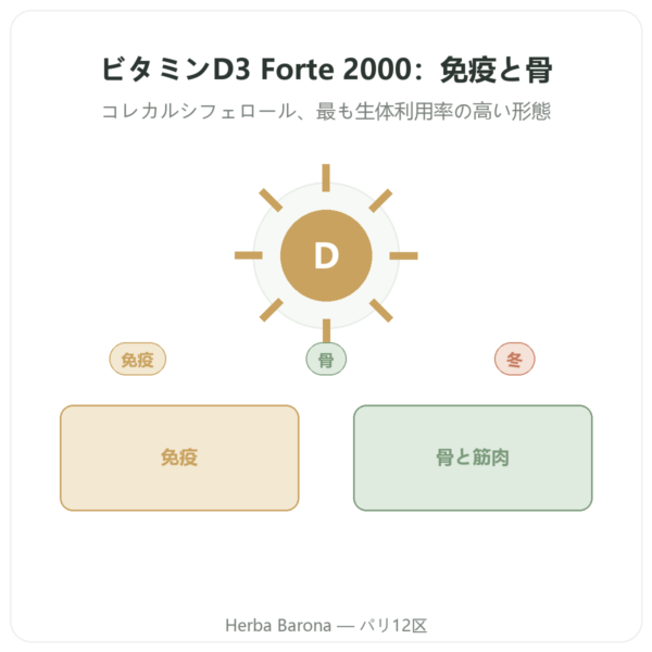 ビタミンD3 FORTE – 2000 U.I. – Dr. Jacob’s presentation Paris Herba Barona