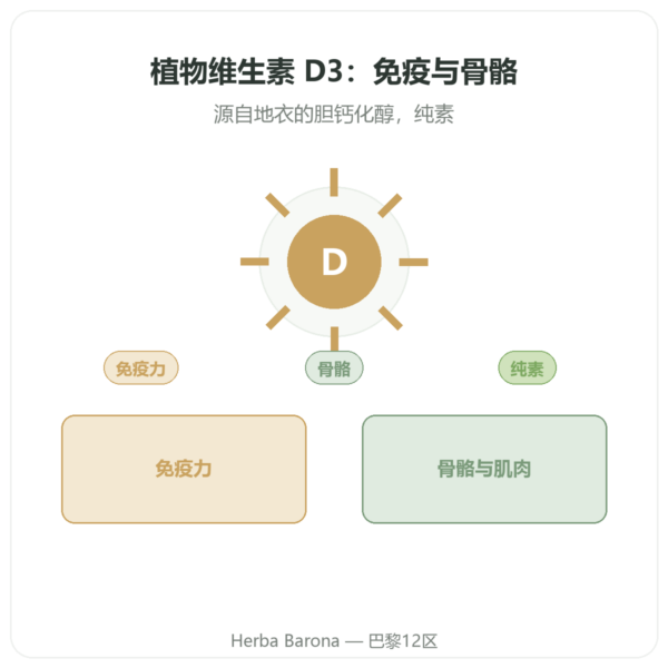 植物来源维生素 D3 Dynveo 2000 IU 60 粒胶囊 产品展示 Paris Herba Barona