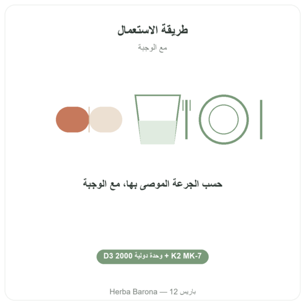 فيتامين D3 K2 فورت – 2000 وحدة دولية – DR. JACOB'S طريقة الاستعمال والجرعة Paris Herba Barona
