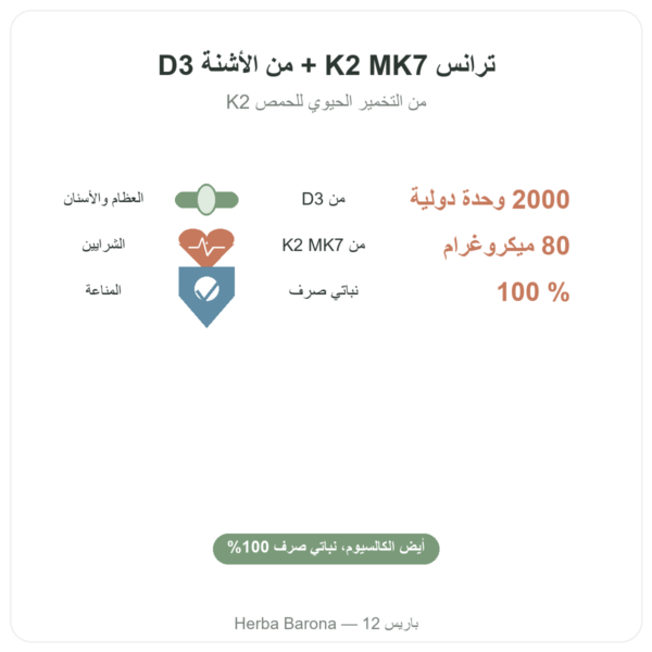 فيتامين D3 K2 MK7 – Dynveo – 2000 UI – 60 كبسولة الفوائد والمعطيات الرئيسية Paris Herba Barona