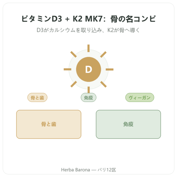 ビタミンD3 K2 MK7 Dynveo 2000 UI 60カプセル presentation Paris Herba Barona
