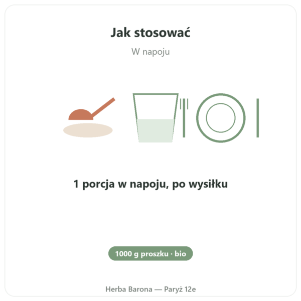Whey Proteine Bio ORGANIC 1000g - białko bio sposób użycia i dawkowanie Paris Herba Barona
