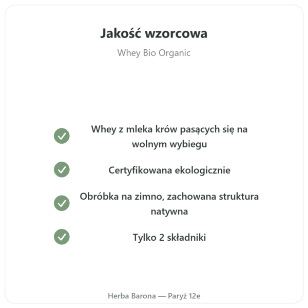 Whey Proteine Bio ORGANIC 1000g - białko bio jakość Paris Herba Barona
