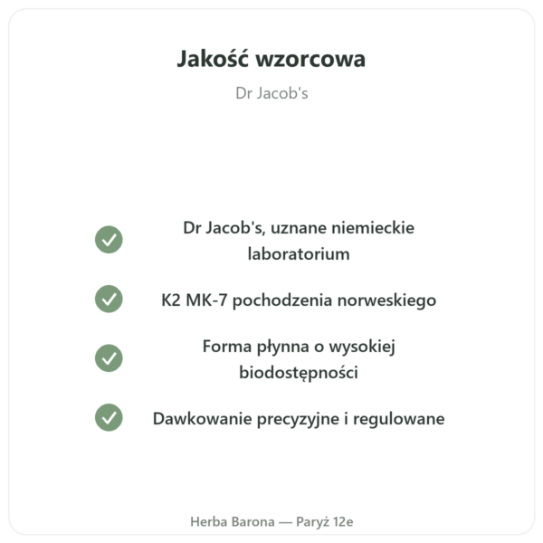 Witamina K2 MK-7 w kroplach – Dr Jacob's – 20 µg/kroplę jakość Paris Herba Barona
