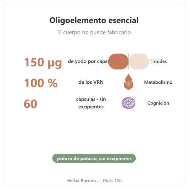 Yoduro de potasio – Dynveo – 60 cápsulas beneficios y datos clave Paris Herba Barona