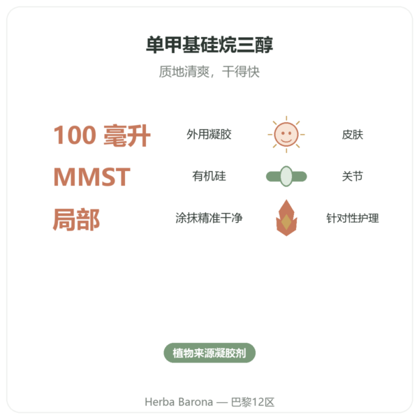有机硅 G5 凝胶 – 100 ml 功效与数据 Paris Herba Barona