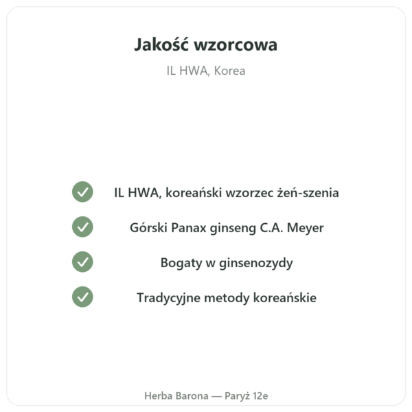 Zen-szen Koreanski 50 Kapsulek 500mg IL HWA Korea - Adaptogen jakość Paris Herba Barona