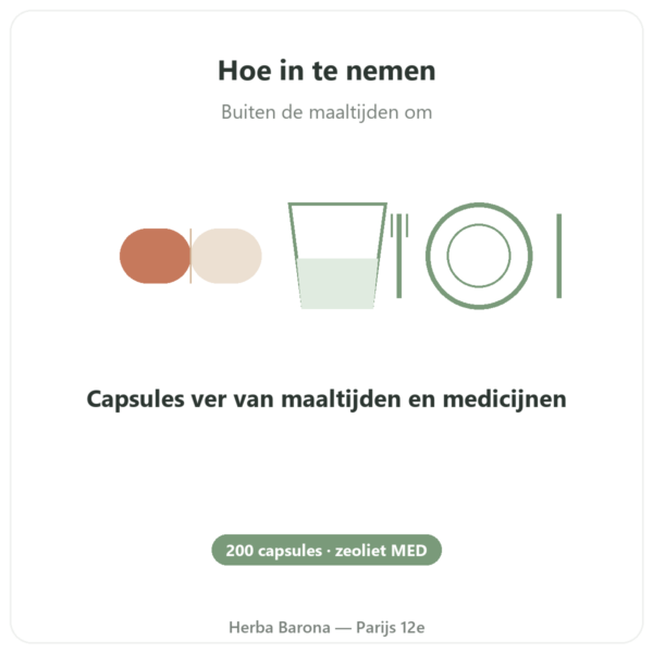 Zeoliet Panaceo MED Darm-Repair 200 Capsules gebruiksaanwijzing en dosering Paris Herba Barona