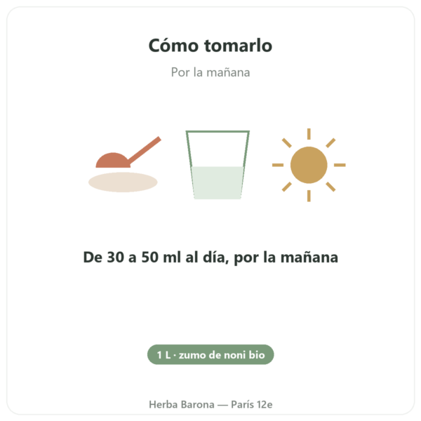Zumo de Noni de Tahití Biológico – 1 litro modo de empleo y dosis Paris Herba Barona