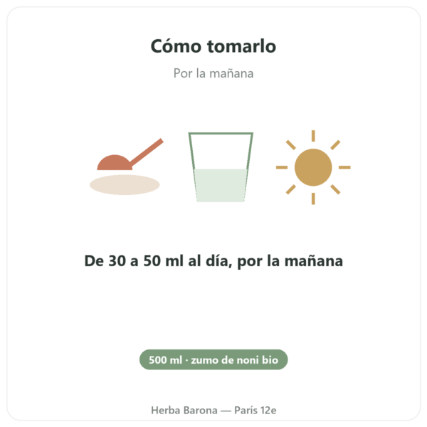 Zumo de Noni Hawaiano Biológico – SFB – 500 ml modo de empleo y dosis Paris Herba Barona