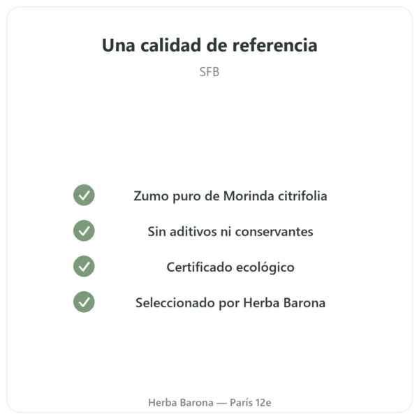 Zumo de Noni Hawaiano Biológico – SFB – 500 ml calidad Paris Herba Barona