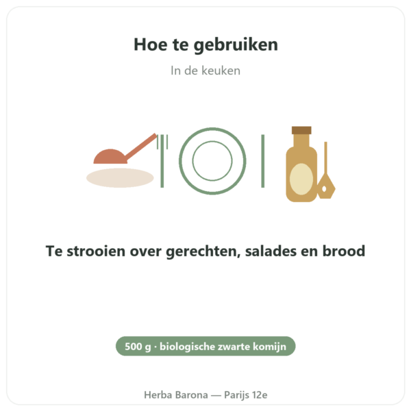 Zwarte Komijnzaad Bio – Kräuterland – 500 g gebruiksaanwijzing en dosering Paris Herba Barona