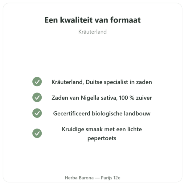 Zwarte Komijnzaad Bio – Kräuterland – 500 g kwaliteit Paris Herba Barona