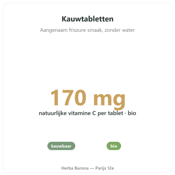 Acerola Bio Novoma 30 tabletten voordelen en kerngegevens Paris Herba Barona