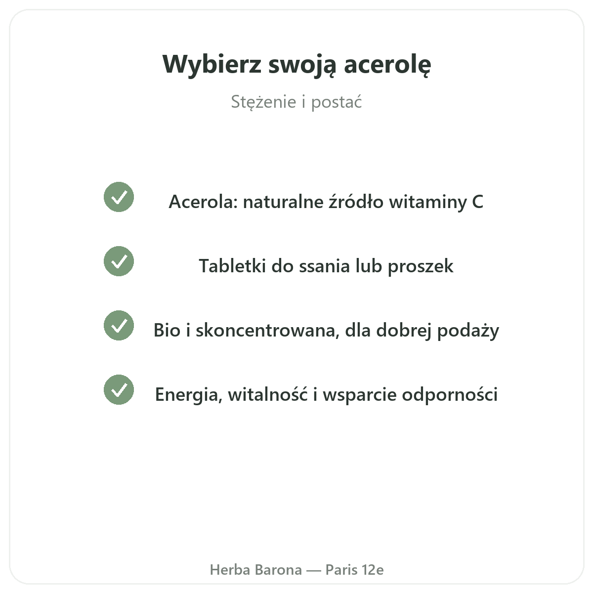 Acerola - zobowiązania jakościowe Herba Barona