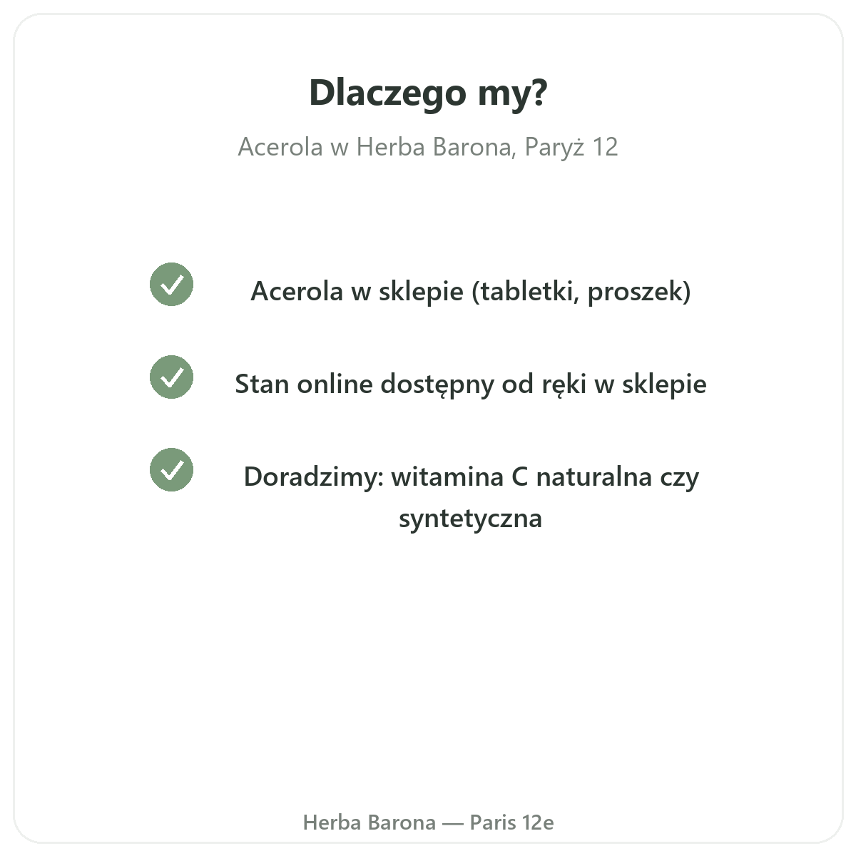Dlaczego kupić acerolę - sklep w Paryżu i wysyłka do Polski