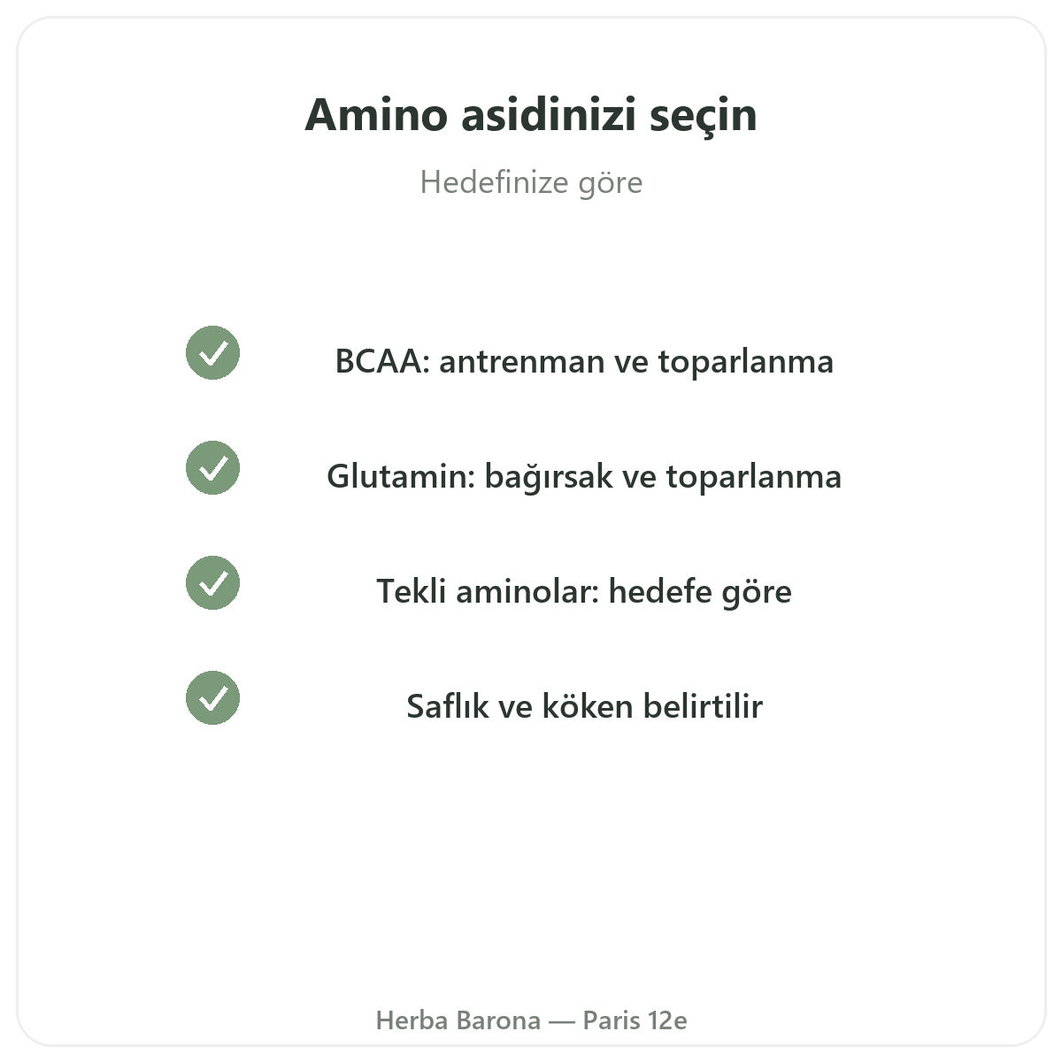 Amino asitler Paris Paris - Herba Barona Paris 12. bölgede kalite taahhütleri